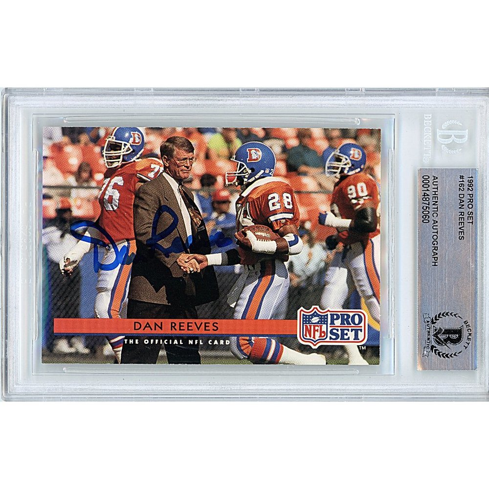Dan Reeves Signed 1992 Pro Set Football Card Beckett Denver Broncos Autograph